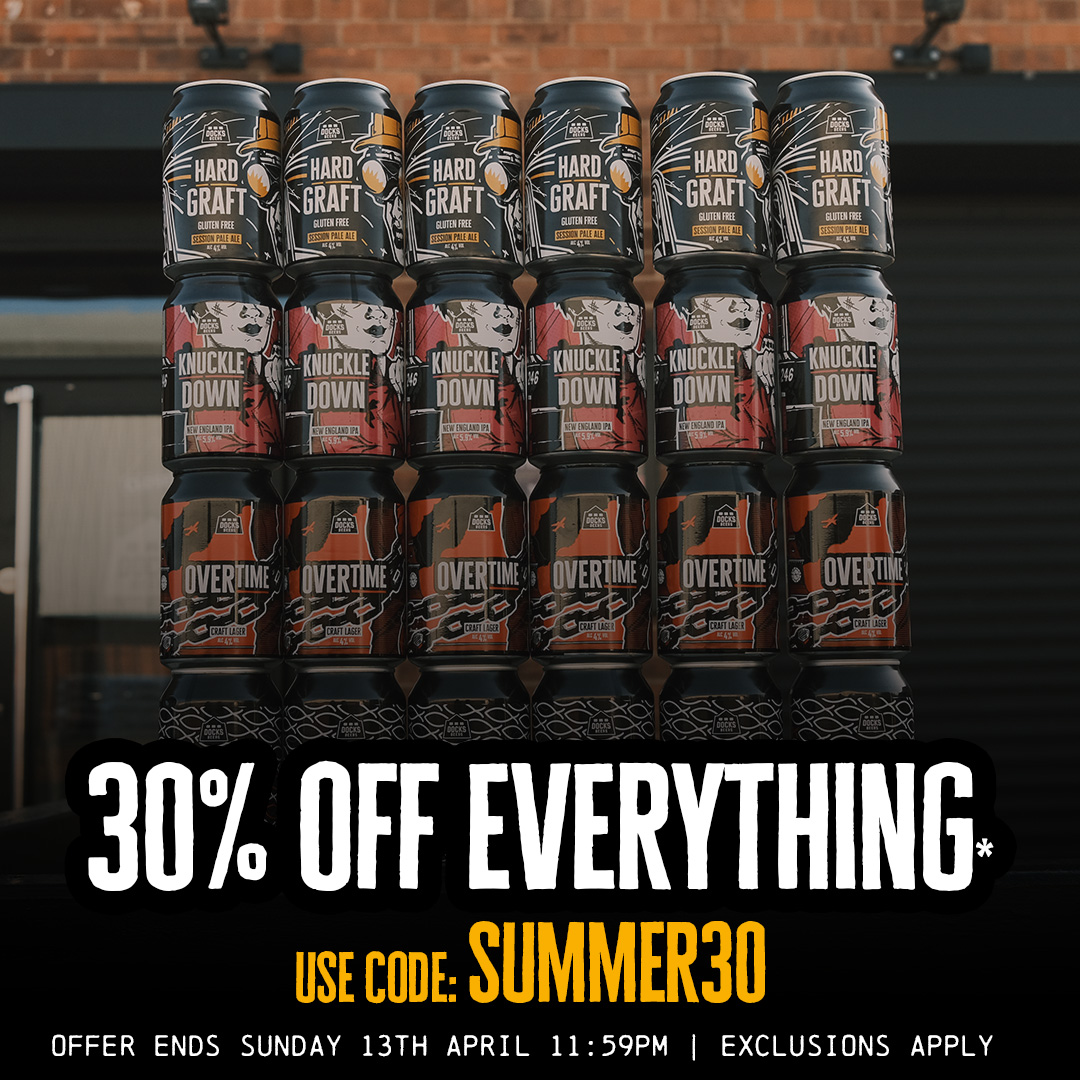 30% OFF SUMMER SALE – NOW ON! 🍻

Summer’s officially here, and there’s no better time to fill the fridge with your favourite cans,

We’re kicking things off with 30% OFF – just use code SUMMER30 at checkout.

Available online and in-store until Sunday 👇docksbeers.com/docks-shop/