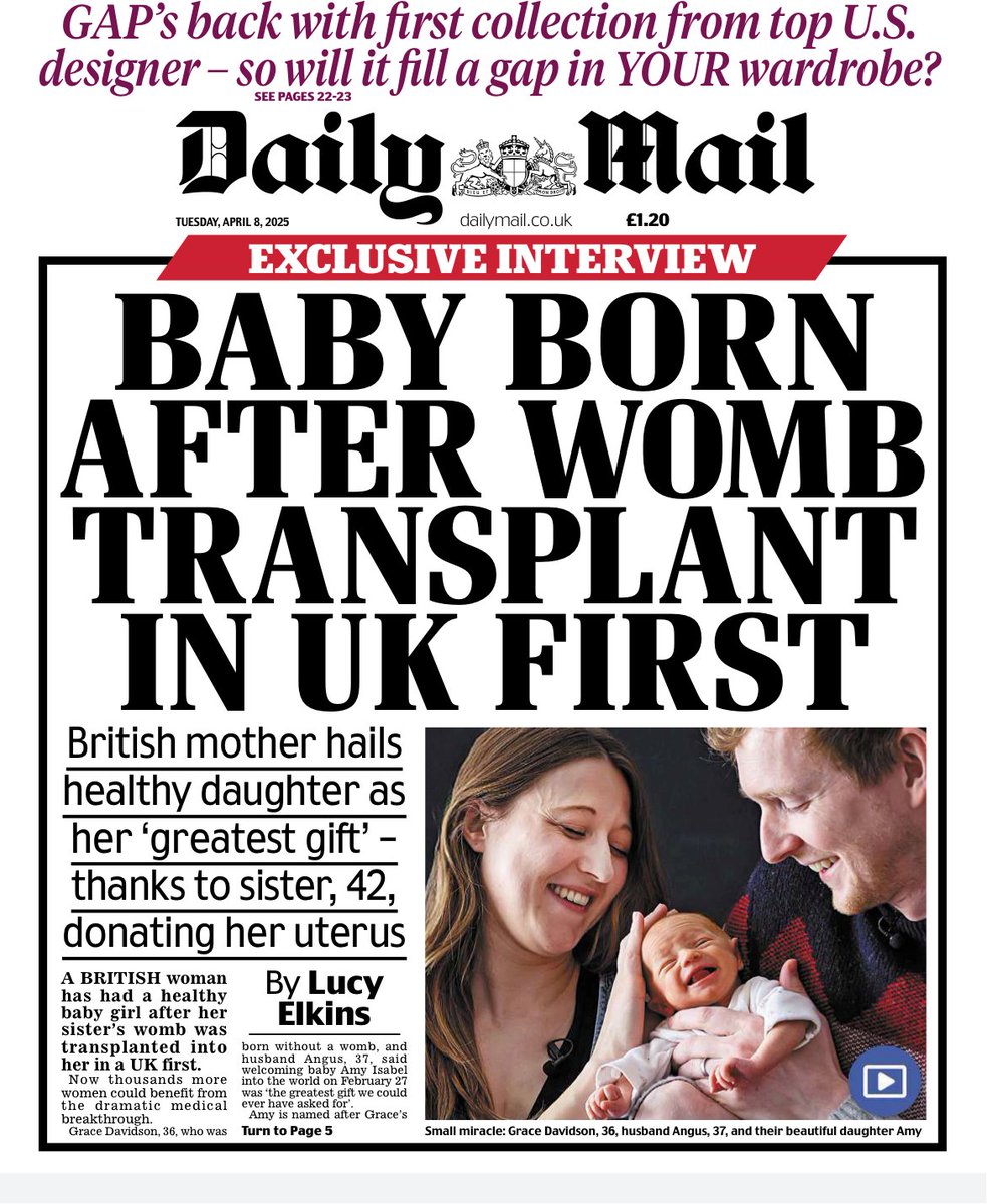 Justine Hancock (@health_justine) on Twitter photo It's one thing having a news splash, but then turning it into a moving interview is real skill, bravo <a href="/Lucyelkins1/">Lucy Elkins</a> - read the story of the couple who've had this gorgeous baby via a womb transplant mol.im/a/14579667 It's one thing having a news splash, but then turning it into a moving interview is real skill, bravo <a href="/Lucyelkins1/">Lucy Elkins</a> - read the story of the couple who've had this gorgeous baby via a womb transplant mol.im/a/14579667