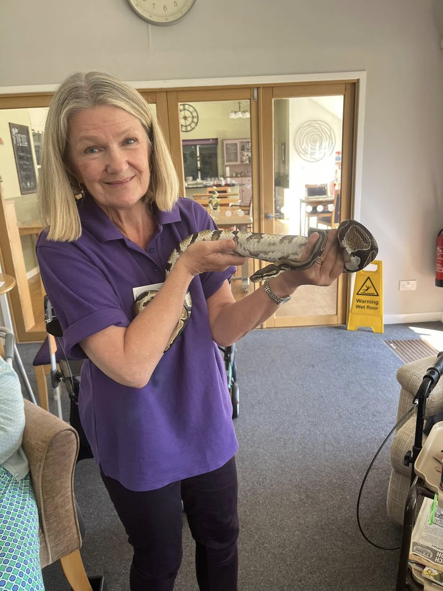 Things got very wild at Brendoncare Froxfield thanks to a visit from Feathers Fangs and Furries. 
Residents and staff made some new and very scaly friends - including Monty the python who was surprisingly cuddly and Godzilla the bearded dragon, who thankfully didn’t breathe fire!