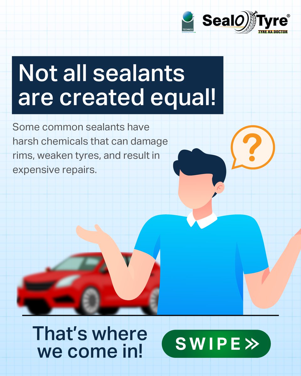 sealotyre's tweet image. 🛞 All sealants aren’t equal!
Wrong ones = Rim rust, tyre damage &amp;amp; costly repairs.
✅ Seal-O-Tyre is non-corrosive, safe &amp;amp; seals instantly—no mess, no damage!

Fix it right. Drive smart.

📞 +91 82334 70339 | 🌐 sealotyre.com

#SealOTyre #NoMoreFlats #RimProtection