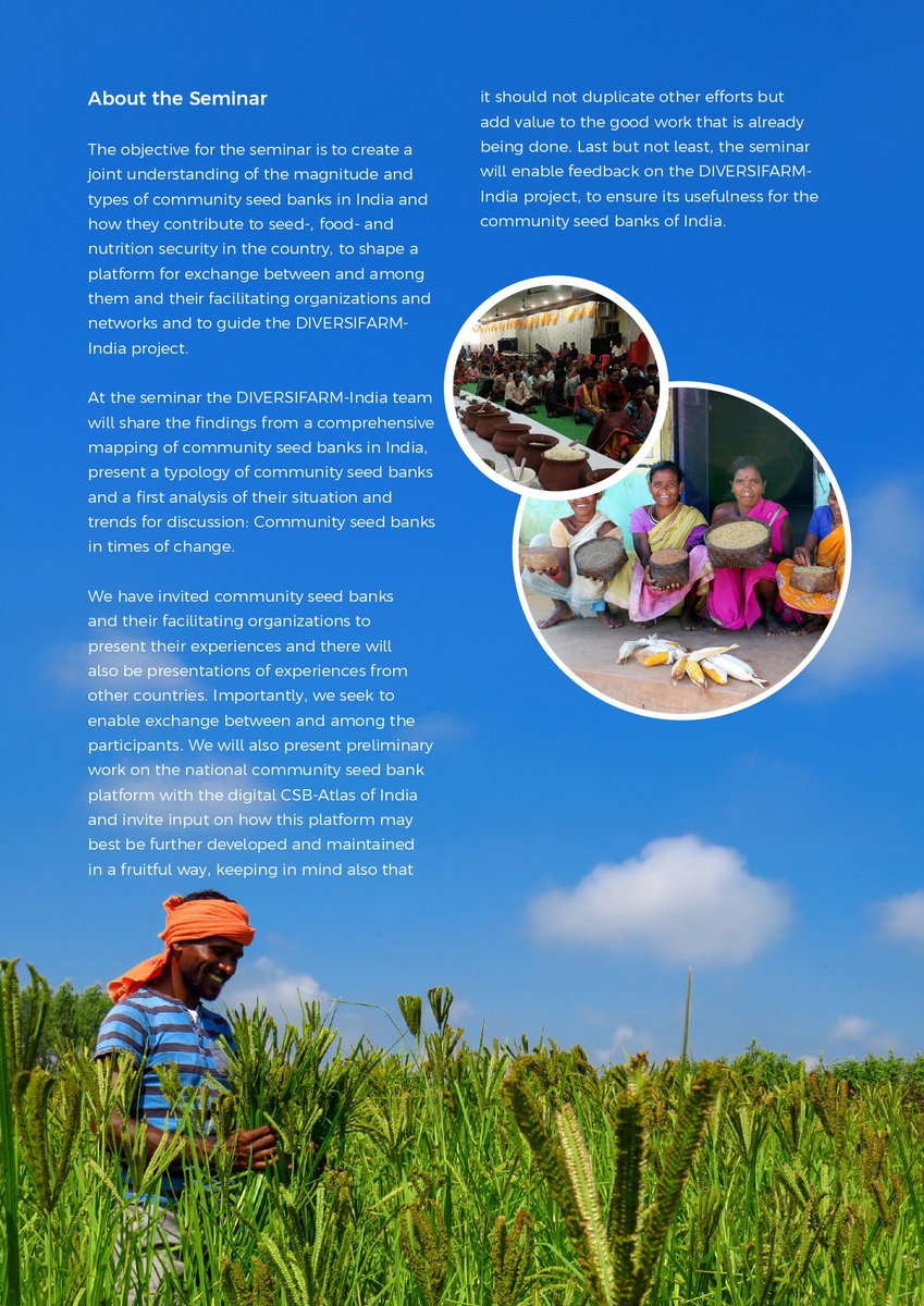 The DIVERSIFARM-India National Seminar on ‘Community Seed Banks in Times of Change’ begins today in Delhi (8-9 April 2025)
The seminar aims to strengthen food &amp; nutrition security for smallholder farmers through community seed banks &amp; the realization of farmers' rights