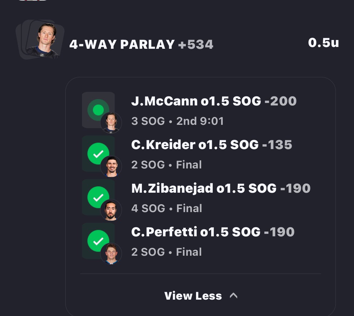nukemakerdfs's tweet photo. https://t.co/3xtb1fquGR
CASH IT! 💰✅ What a beauty! The 4-way Shots on Goal parlay comes through. Big thanks to McCann, Kreider, Zibanejad, and Perfetti for getting those pucks on net! Let's gooo! 🔥
#ParlayWin #SportsBetting #HockeyBets #Winner #CashedIt
Enjoy the win! https://t.co/jk7aKBOUtl