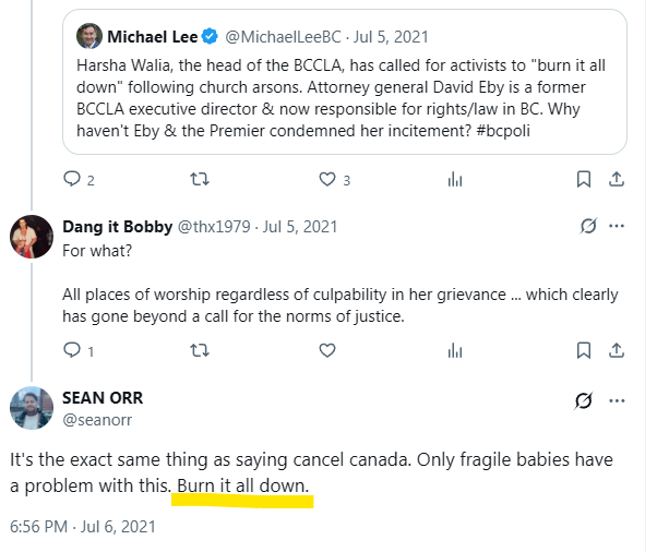 Vancouver <a href="/CityofVancouver/">City of Vancouver</a> City Councillor <a href="/seanorr/">SEAN ORR</a> Supports burning down Places of worship and Canada
