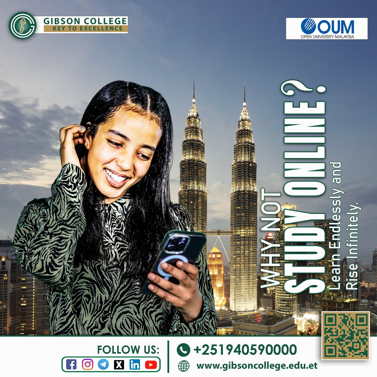 mygibsoncollege's tweet image. 🌍✨ Ready to elevate your future from anywhere in the world?💻 Why not Study Online with Gibson College in collaboration with Open University Malaysia!
📞 +251940590000 | 🌐 gibsoncollege.edu.et
#OnlineLearning #GibsonCollege #StudyAnywhere #DistanceEducation #OUM #StudySmart