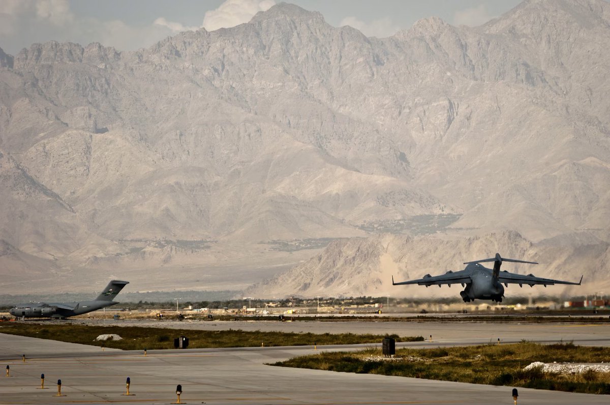 sentdefender's tweet image. The Afghan online news service, Khaama Press, reports that the United States has reassumed control of Bagram Air Base in eastern Afghanistan, to the north of Kabul, at the request of the Taliban Government; with several C-17s arriving last week at the base, carrying military…