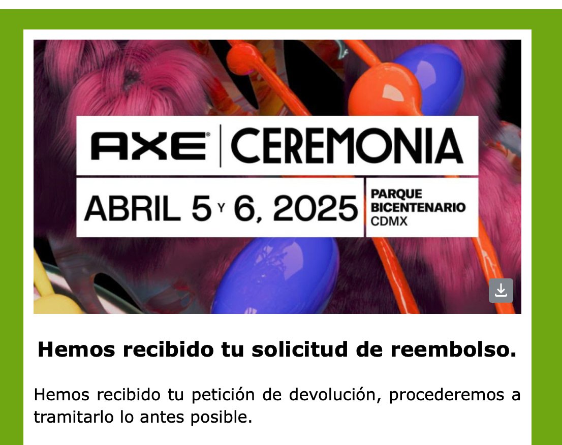 danialcantar__'s tweet image. No sé si este tweet le sea de utilidad alguien más. Pero para el reembolso del cashless Ceremonia, había que escanear el QR de la pulsera y llenar un formulario. Te mandan correo de confirmación de solicitud de reembolso.
