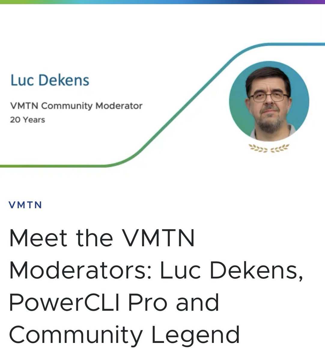 VMTNcommunity's tweet image. 🎖️ As many of you may know,
After more than 20 years of sharing knowledge and mentoring thousands in the #PowerCLI Community forum, @LucD22 is officially retiring from his role as a VMware Community Moderator.

To honor his legacy, he will be recognized with our Moderator Alumni…