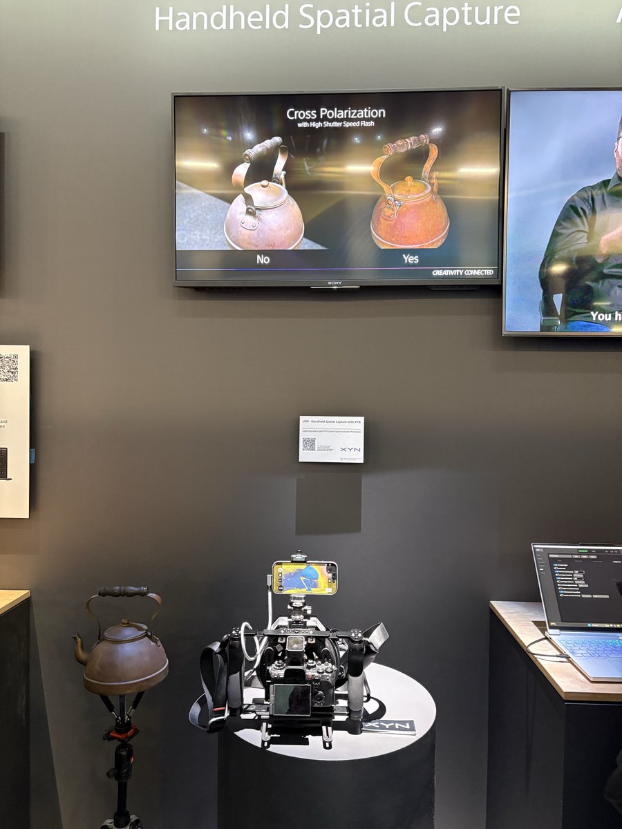SonyProUSA's tweet photo. Come see a demonstration of the XYN Spatial 
capture solution (prototype) with the a9III in booth N439 at the #NABShow! For more info on XYN, visit: https://t.co/NnqHN6IzYn @XYNbySony https://t.co/obhvQc8ALP