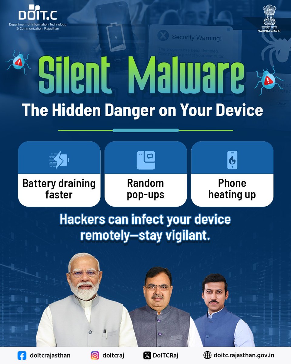DoITCRaj's tweet image. Silent malware can drain your battery, show pop-ups, and overheat your phone without you noticing.
Stay secure and protect your device from hidden threats.
#CyberThreats #StaySafe #TechSecurity #MalwareAlert