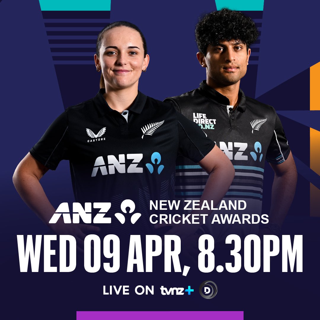 Get set to celebrate the stars of the domestic and international summer at the ANZ New Zealand Cricket Awards! Tune in LIVE tomorrow evening from 8:30pm on TVNZ DUKE and TVNZ+ 🏆 #ANZNZCAwards
