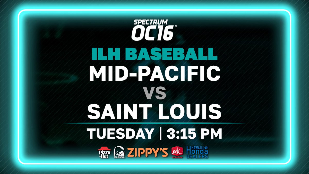 OC16Sports's tweet photo. ILH Baseball: Mid-Pacific vs Saint Louis
π
: Tuesday, April 8
β°: 3:15 PM
πΊοΈ: Spectrum OC16 (channel 1016)
π»οΈ: https://t.co/gjdwhGgu6i
π±: Spectrum News app - https://t.co/jUbLC79Jgh
#spectrumoc16sports #ILHbaseball #hawaiibaseball https://t.co/773lzjpEQb