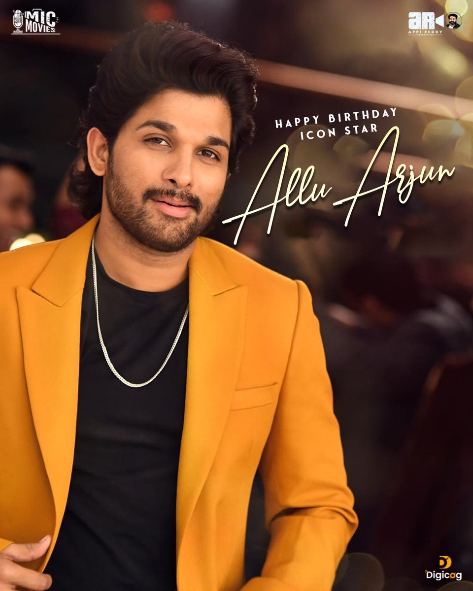 Mic Movies (@mic_movies) on Twitter photo Happy Birthday to the Icon Star <a href="/alluarjun/">Allu Arjun</a>! š„
Wishing you more style, more success, and unstoppable swag! š„
#HappyBirthdayAlluArjun #StylishStar #Thaggedhele #micmovies #appireddyproductions Happy Birthday to the Icon Star <a href="/alluarjun/">Allu Arjun</a>! š„
Wishing you more style, more success, and unstoppable swag! š„
#HappyBirthdayAlluArjun #StylishStar #Thaggedhele #micmovies #appireddyproductions