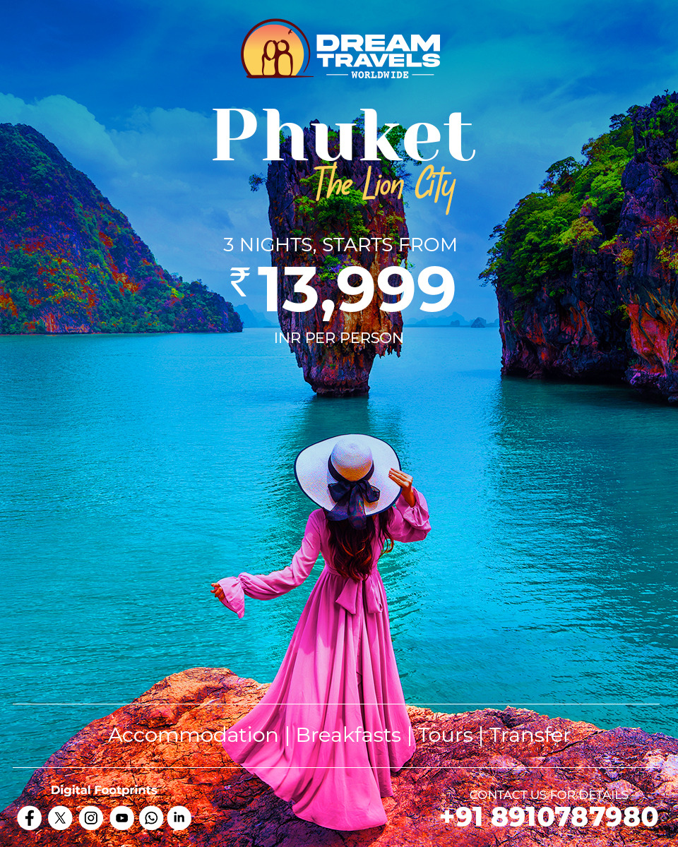 worldwide23329's tweet photo. Escape to paradise with Dream Travels Worldwide! 
 Indulge in our exclusive 3-night Phuket package starting from just ₹13,999/-. Experience pristine beaches, vibrant nightlife, and unforgettable moments. Book your dream getaway today! https://t.co/UMkpfbu7We