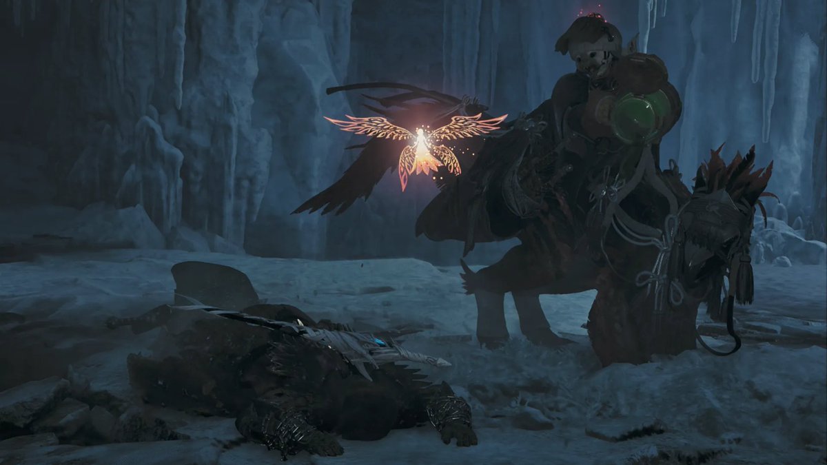 Don't mind me laying in the snow while they finished the hunt #MHWilds