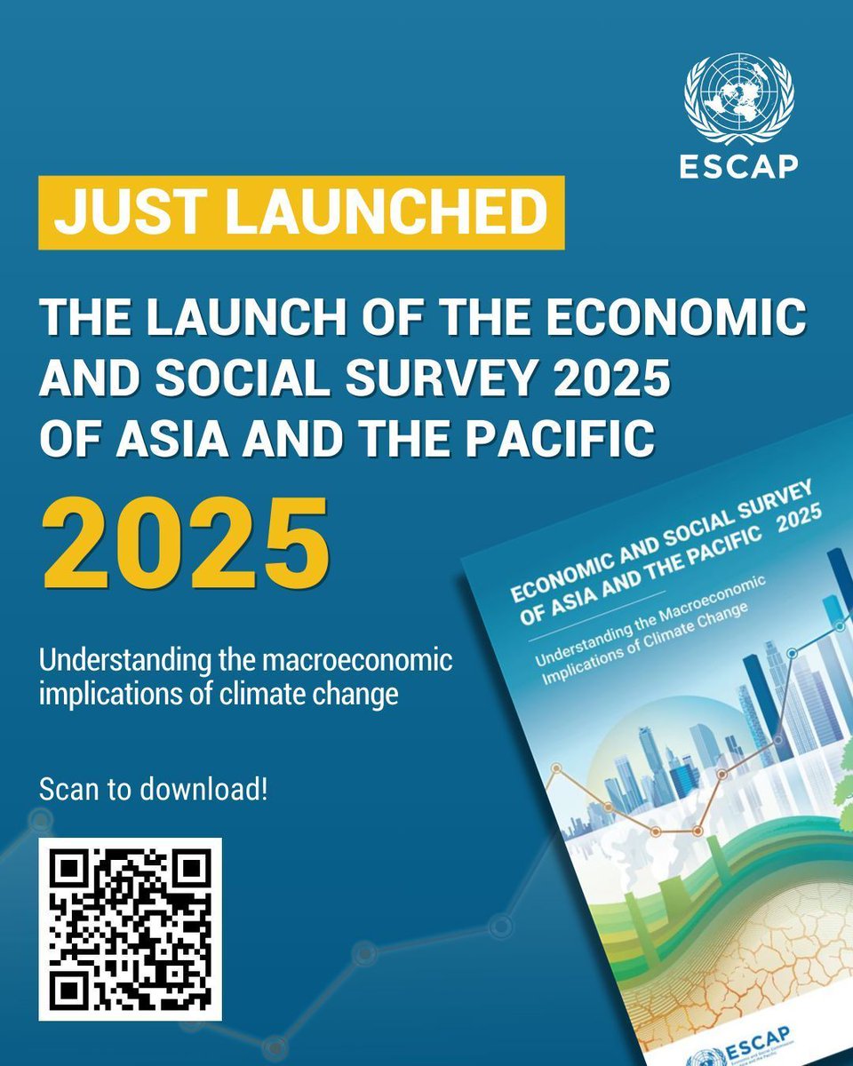UNESCAP's tweet photo. The 2025 Economic & Social Survey of #AsiaPacific is out now! 🚀
🌏 Discover the latest economic trends, climate risks & policy insights shaping our region’s future.
📖 Read the full report: https://t.co/XF2H6np7PD
#APSurvey
@Economics_Chula https://t.co/YkyrC6rZhI