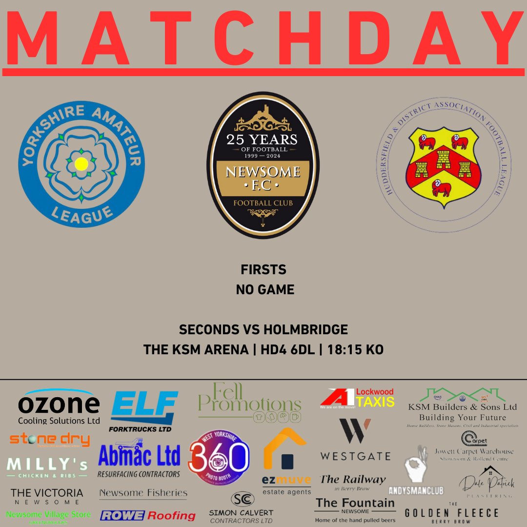 IT'S MATCHDAY!

The Second Team Host 3rd Placed Holmbridge In A 18.15 KO At The KSM Arena!

All Support Is Welcome!

#WTB