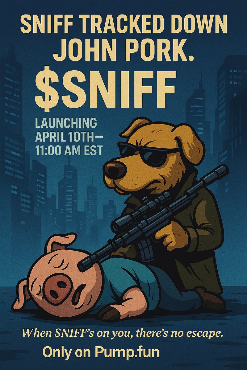 SNIFF_Coin's tweet photo. SNIFF tracked down John Pork.
Now he’s locked onto the next target.

$SNIFF
Launching April 10th — 11:00 AM EST
Only on https://t.co/DLJ1OJlioQ
TG: https://t.co/ytz296pj2l

When SNIFF’s on you, there’s no escape.
#SNIFF #PumpFun #CryptoTwitter #MemeCoinSeason #HeDoesntMiss https://t.co/P6IA63cVgB