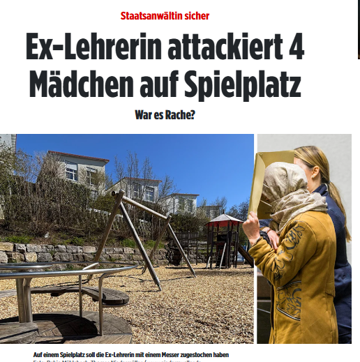 Taykra's tweet photo. #Stuttgart: „Dieses Mädchen will ich töten“ Sahari A. (40) verletzt 4 Mädchen auf Spielplatz. Vor Gericht erschien sie vollvermummt. Die Richterin akzeptierte das nicht. Die Syrerin jammerte, d sie in einem „islam Staat“ diese Verschleierung tragen dürfe. https://t.co/gMqYXrSNYw https://t.co/qUrPqUoLFO