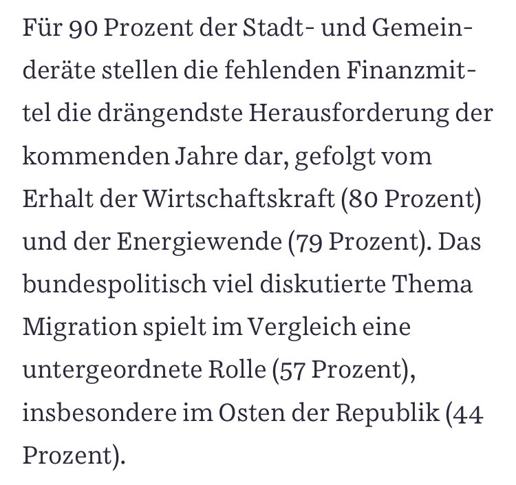 Es gibt offenbar eine Schere zwischen dem, was Bundespolitiker und Wähler denken, worunter die Kommunen einknicken und dem, was die Verantwortlichen in den Kommunen  denken, worunter die Kommunen einknicken.