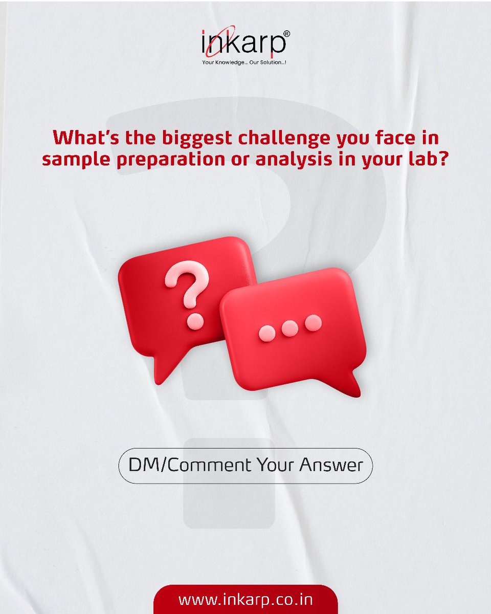 inkarpindia's tweet photo. Let’s talk lab challenges! 🧪
In your day-to-day research, what’s the biggest hurdle you face in sample prep or analysis?
We'd love to hear from fellow scientists, researchers, and lab professionals.
DM/Comment your experience⬇
.
.
.
.
.
#LabLife #labchallenges #inkarp https://t.co/ykpQRrSDRg