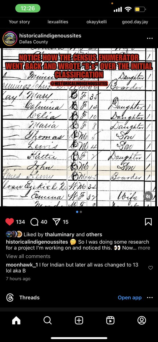 darvidosiris's tweet image. Notice how the Census Enumerator Went Back And Wrote “B’s” over the initial classification #TheGoldenChief