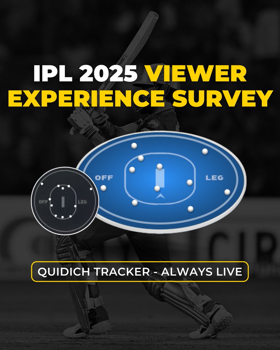 QuidichTech's tweet image. IPL 2025 Viewer Experience Survey: lnkd.in/gu5TsXTq 
We’re collecting feedback on the new ‘Field Plot Tracking’ overlay — Quidich Tracker - Always Live — introduced in IPL 2025 broadcast.

Your input will help us improve and shape the future of sports tech.