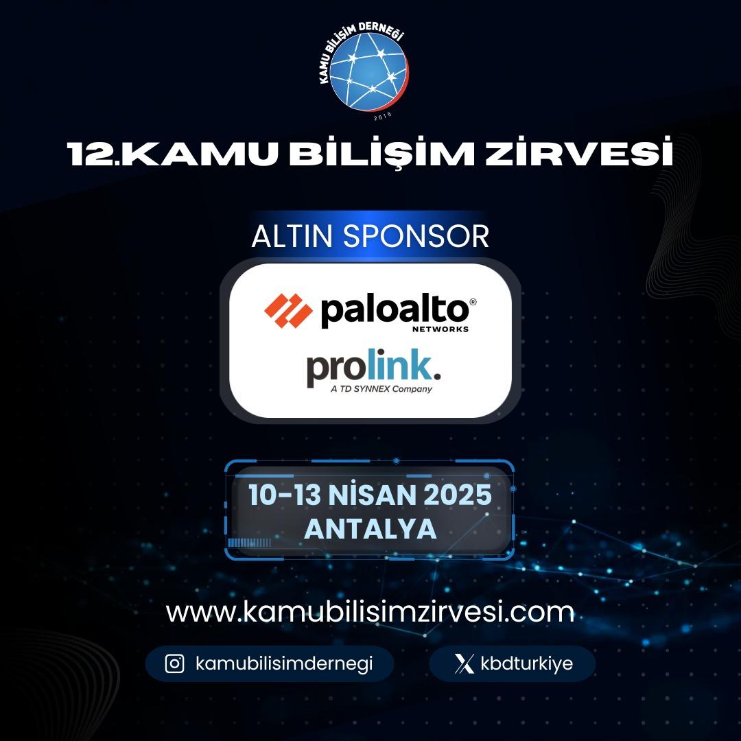 Prolink&amp;Palo Alto Networks ile Kamu Bilişim Zirvesi'nde Güvenliği Zirveye Taşıyoruz!
Prolink olarak,distribütörlüğünü yaptığımız Palo Alto Networks ile 12.Kamu Bilişim Zirvesi'nde Sponsor olarak yer almaktan gurur duyuyoruz.
#Prolink #PaloAltoNetworks #SiberGüvenlik