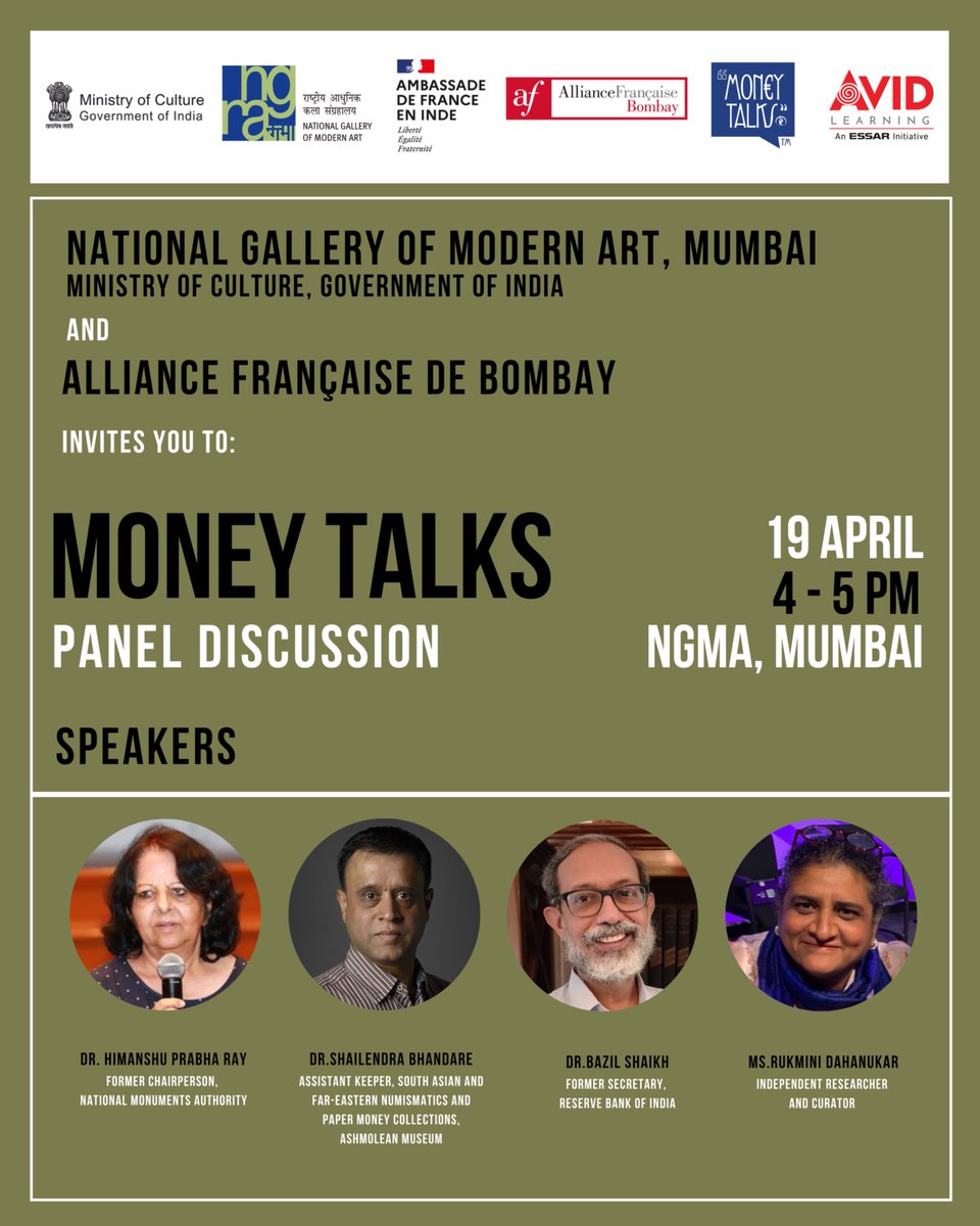 AvidLearning's tweet image. What can banknotes tell us about power, culture & design? 🏛️💸
Join #AvidLearning, @mumbai_ngma & @AFMumbai for a panel exploring currency beyond its monetary value.
Held alongside the exhibition Beyond Face Value (on view till April 24).
Register on avidlearning.in.