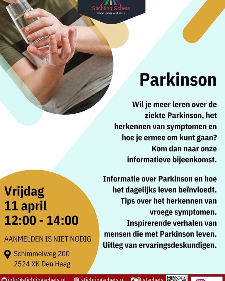 Its a long shot as I don't know many people on here in The Hague but a friend &amp; I are holding an informal chat about our lives with parkinsons this Friday. High tea included.