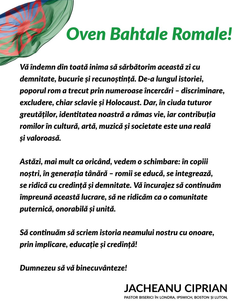 La mulți ani de Ziua Internațională a Romilor! 💙‍☸️‍💚 #RomaDay #RomaInternationalDay