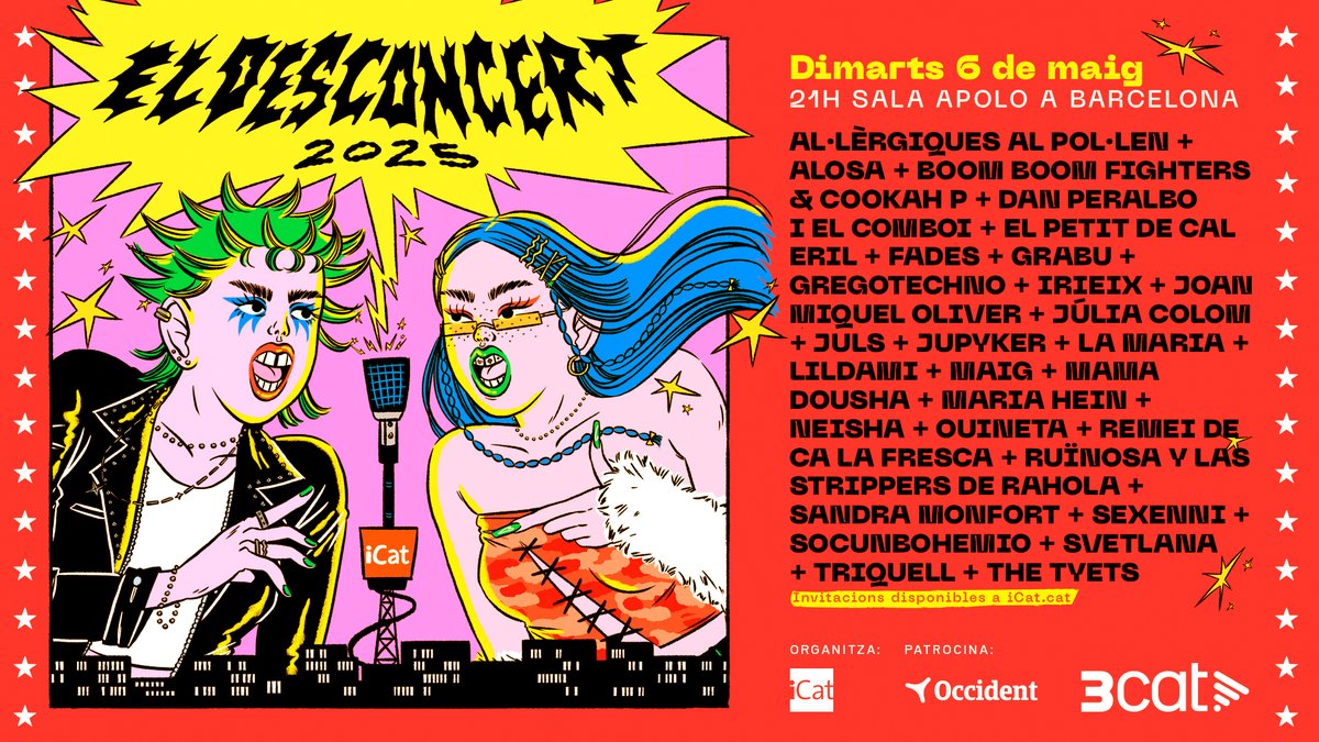 No badis! #ElDesconcertiCat arriba a Barcelona el 6 de maig amb 28 grups i solistes de l'escena catalana a la Sala Apolo. Ja pots aconseguir la teva invitació
3cat.cat/catradio/icat/…