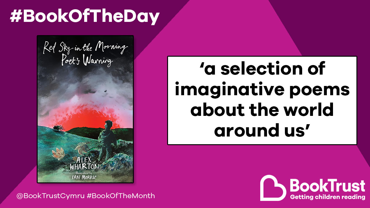Our #BookOfTheDay - and the <a href="/BookTrustCymru/">BookTrust Cymru</a> #BookOfTheMonth - is a brilliant collection of poetry from Children's Laureate Wales <a href="/alexwhartonpoet/">Alex Wharton</a>.

#RedSkyInTheMorningPoetsWarning also features energetic illustrations from <a href="/IanMorris_22/">Ian Morris</a>:

booktrust.org.uk/book/r/red-sky… <a href="/FireflyPress/">Firefly Press</a>