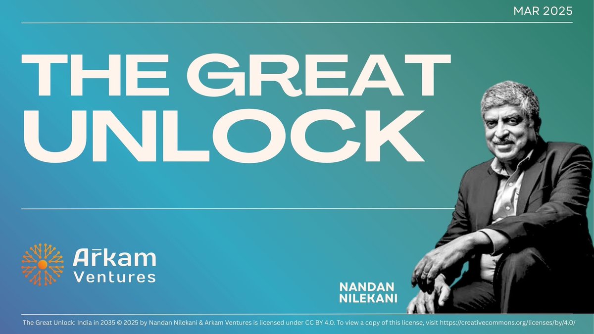 NandanNilekani's tweet image. Since there have been a number of requests to see the whole presentation, sharing #TheGreatUnlock slides from my keynote at the @arkam_vc's event: docsend.com/view/5cacg5jgv…. This has details on proposed reforms across tech, capital, entrepreneurship and population-scale…