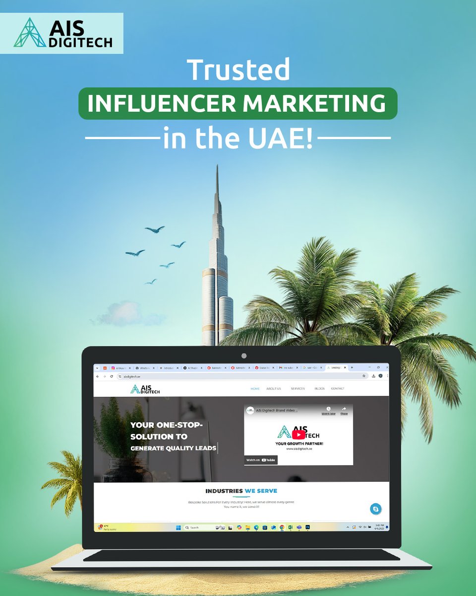 ais_digitech's tweet photo. Build trust &amp; reach new audiences in the UAE with AIS Digitech.
Our influencer marketing strategies connect your brand with the right voices for real impact.
📈 Boost visibility. 🤝 Build credibility.
Learn more 👉 https://t.co/JaDkT8KtfC
#InfluencerMarketing #UAEMarketing https://t.co/82Jlr4jn86