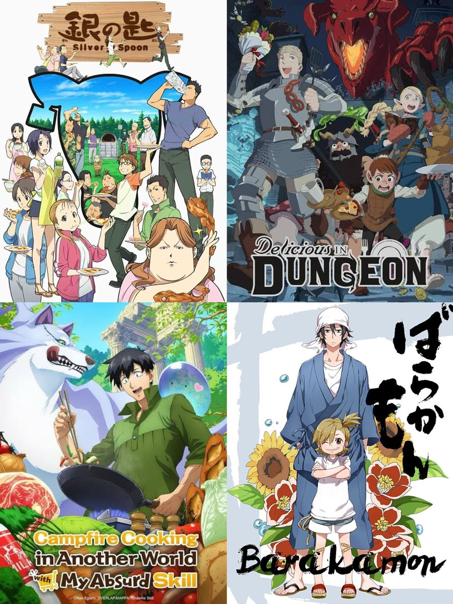 panderrring's tweet photo. แนะนำอนิเมะดูตอนกินข้าว 🍱 

- silver spoon
- ตำรับลับฉบับดันเจี้ยน
- สกิลสุดพิสดารกับมื้ออาหารในต่างโลก
- บารากะมอน

ดูเพลินกินอร่อยทุกเรื่องแน่นอน 👍🏻 https://t.co/pa9pmqdWTA
