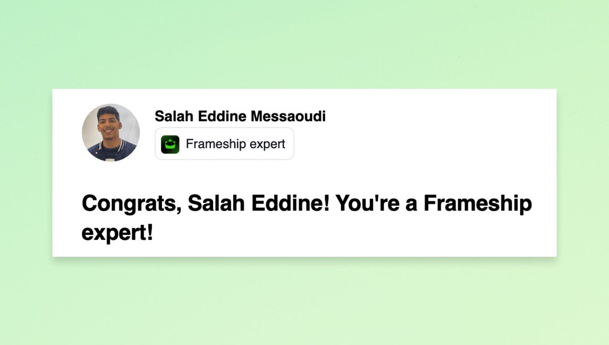 🚀 Great news this morning!

I’m officially a <a href="/frameship_io/">Frameship</a>  Expert on <a href="/contra/">Contra</a> !

Big thanks to the team at <a href="/insertframe/">Insert Frame</a>  for the trust 🙌

Excited to keep building beautiful, functional e-commerce sites with <a href="/framer/">Framer</a>  and <a href="/frameship_io/">Frameship</a> ...