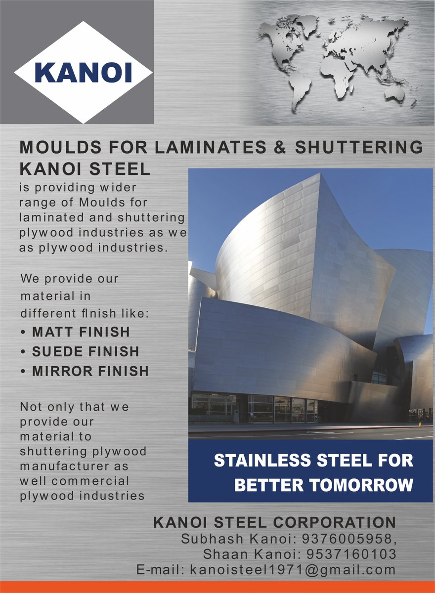 PlyInsight's tweet image. Kanoi Steel Corporation
Mould for Laminates &amp;amp; Shuttering
📷MATT FINISH
📷SUEDE FINISH
📷MIRROR FINISH
#mattfinish #mirrorfinish #stainlesssteel #stainless
