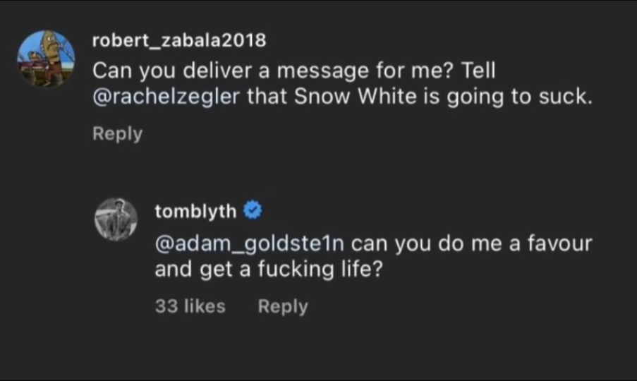 Tom Blyth being one of her biggest defenders and supporters too... like yeah that's the best costar ever. I love them.