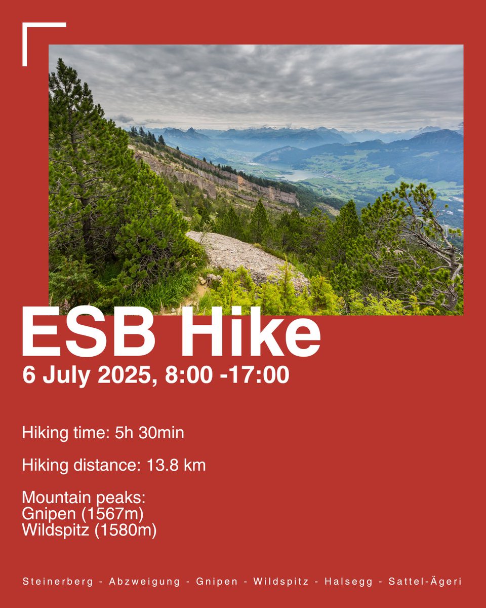 🥾 Into biomechanics and hiking?

Join the ESB Hike on 6 July!
⛰ 13.8 km, 2 peaks (Gnipen &amp; Wildspitz), 5.5 hrs of amazing Swiss views &amp; networking.

Start #ESB2025 with nature &amp; new friends!

Details: esbiomech2025.org/wp-content/upl…

#ESB #Biomechanics #AIinBiomechanics