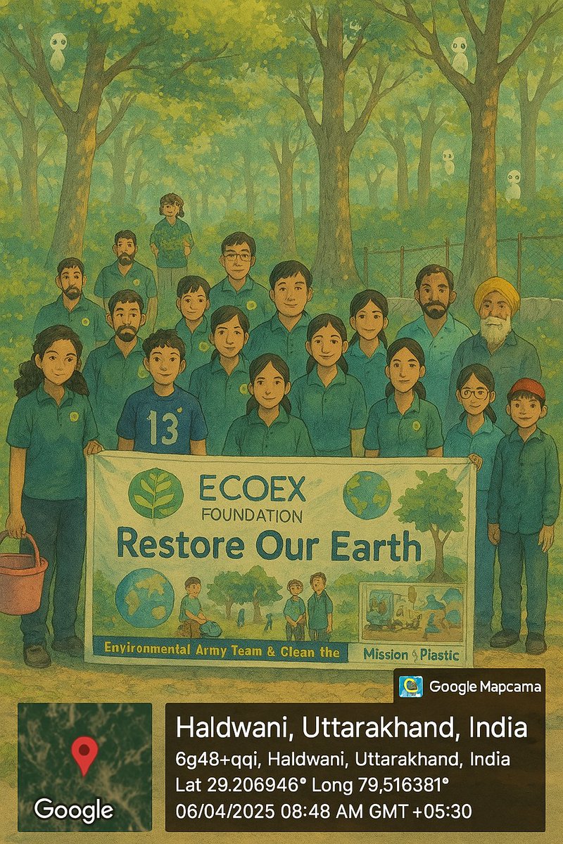 ex_eco's tweet photo. At EcoEx, we celebrated Ram Navami by nurturing green spaces at Rudraksh Vatika, Haldwani. Every act counts toward a greener tomorrow—now in Ghibli style! 

 #EcoEx #GhibliStyle #MissionZeroPlastic https://t.co/uRsnJCJhQC