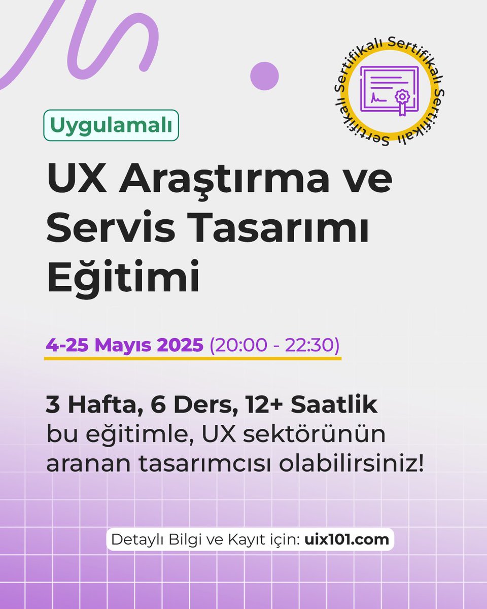 Bu cümle #UX ilanlarda her gün daha çok kullanılıyor: "Servis Tasarımı Süreçlerine Hakim" 

Baştan sonra bir ürünün tasarlanması, UX Araştırması, planlanması ve yürütülmesini 3 haftada öğrenebilirsiniz. 

Geç kalmadan yerinizi ayırtın 👉 uix101.com