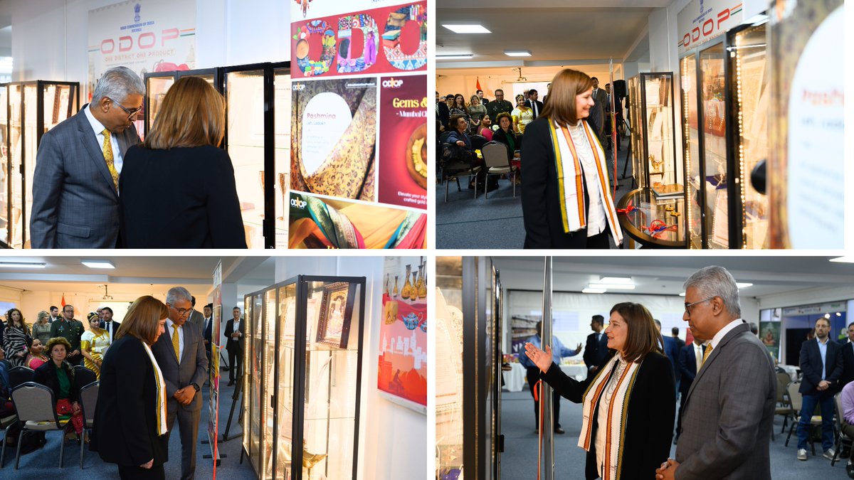 IndiainCyprus's tweet photo. 🧵🌍 ODOP Wall Unveiling at #FlavoursOfBharat 🇮🇳🇨🇾
The unveiling was led by High Commissioner Mr. Manish @ManishGIfs along with 🇨🇾 Deputy Minister of Culture Dr. Vasiliki Kassianidou @LinaKassianidou, on the sidelines of the Flavours of Bharat event hosted by @HCI_Nicosia.
The ODOP Wall is a permanent installation showcasing India’s diverse artisanal heritage under the @ODOP_IND initiative of @mygovindia to foster balanced regional development across all districts of the country.
Esteemed guests included:
• Deputy Minister for European Affairs Ms. Marilena Raouna @marilena_raouna
• Mayor of Nicosia Mr. Constantinos Prountzos @Prountzos
• Senior officials from the Cypriot Government, members of the diplomatic community in Cyprus, representatives from the business sector, academia, cultural institutions, as well as members of the Indian and Cypriot diaspora.
#ODOP #FlavoursOfBharat #IndiaInCyprus #MakeInIndia #CraftedInIndia #HandcraftedInIndia #CulturalDiplomacy #IncredibleIndia #ArtisanLegacy #Local2Global4o