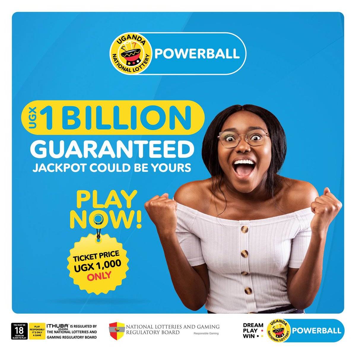 Play #POWERBALL today and stand a chance to win UGX 1 Billion by visiting an authorised retailer near you or by dialing *278#, *252# (The Lifestyle), *185# on Airtel Money, or visit nationallottery.go.ug to buy your tickets.
#UgandaNationalLottery