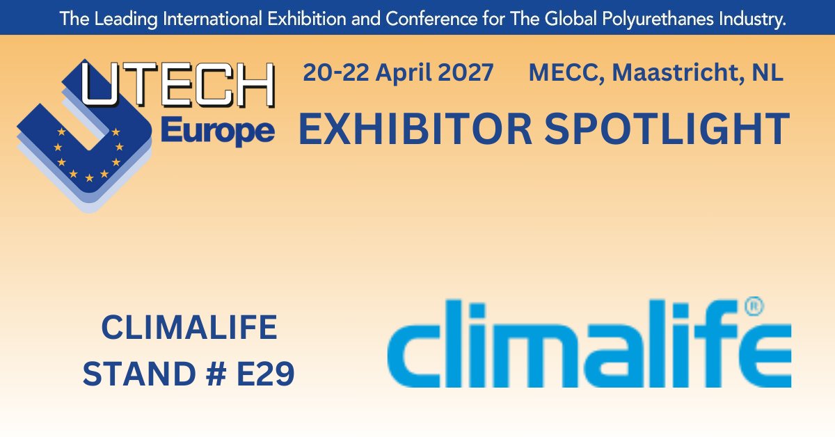 We are delighted to welcome Climalife as exhibitors at UTECH Europe 2027 at MECC, Maastricht, 20-22 April 2027.  Climalife offers a large range of blowing agents in pure or custom blends. loom.ly/x07B1Jw #UTECHEurope <a href="/Climalife_WW/">Climalife</a>