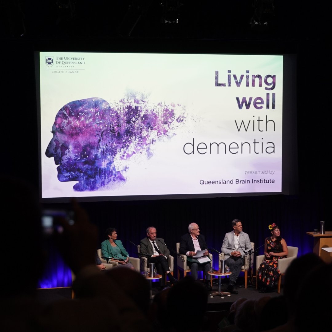 QldBrainInst's tweet image. Have questions about dementia? Our researchers might have an answer 🧠💬

During #BrainAwarenessWeek, we welcomed over 100 community members to a public lecture at the State Library of Queensland to explore how we can live well with dementia.

The audience submitted more than 40…
