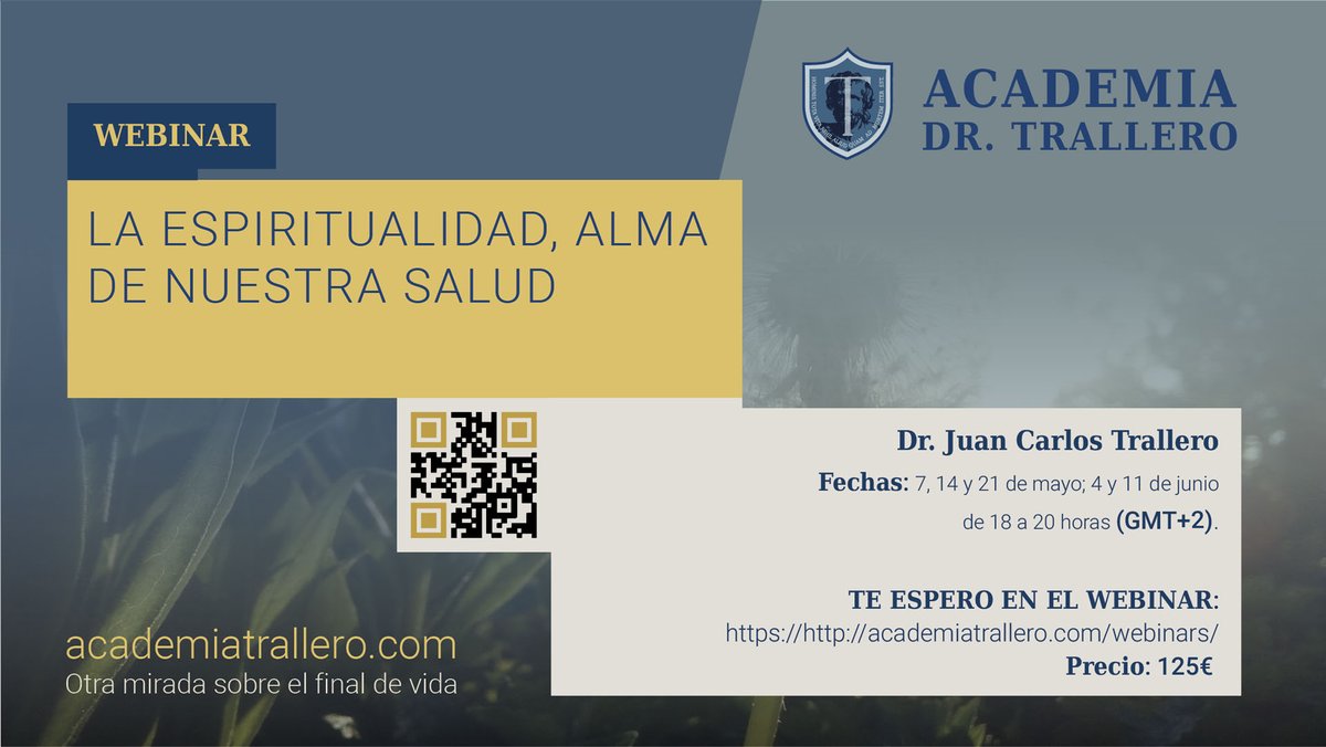 Si no estás bien por dentro, no estarás bien por fuera.
Sobre esa idea central trabajaremos en el curso LA #ESPIRITUALIDAD, ALMA DE NUESTRA #SALUD,  en formato #webinar (online en directo) en 5 sesiones de 2h.
Información e inscripciones: acortar.link/IfvknY