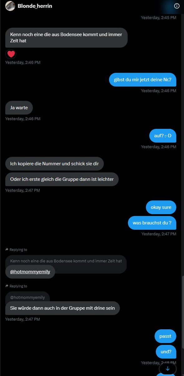 Die Fakes scheinen hier nicht auszugehen... Sieht so aus, als ob es sich um 4 "Accounts" handelt, die zusammenhängen:
<a href="/blondeherrin/">Blonde_herrin</a> <a href="/hotmommyemily/">Emilybitchqueen</a> <a href="/lenaleggings234/">lena_Queen</a> <a href="/HerrinMia97618/">Herrin_mia🇹🇷🇹🇷</a>