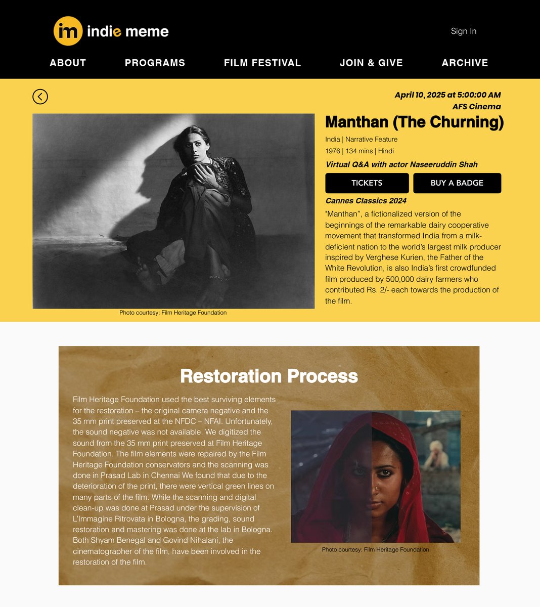 FHF_Official's tweet photo. FHF’s restoration of Shyam Benegal’s landmark film Manthan (1976) will be showcased at the @indiememe 2025 at AFS Cinema, Austin, Texas, on Wed, Apr 9, at 5 AM. Don’t miss this rare opportunity to experience this iconic film on the big screen!
https://t.co/y9vKZizf84 https://t.co/fM0admycDe