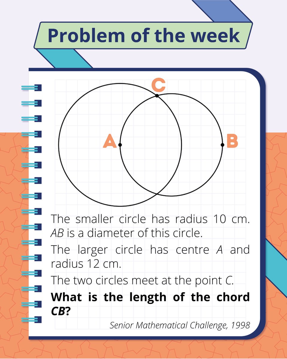 UKMathsTrust's tweet image. Problem of the Week 115!
Please do not comment the solution so others can work it out too. Instead, like this post or comment a thumbs up if you think you have the correct answer!
The solution will be posted in the comments on Thursday afternoon.
#Problem #UKMT #Maths