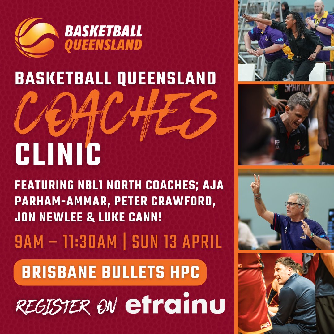 Basketball Queensland (@basketballqld) on Twitter photo ๐๐ค ๐๐ผ๐ฎ๐ฐ๐ต๐ฒ๐ ๐๐น๐ถ๐ป๐ถ๐ฐ | ๐ก๐๐๐ญ ๐ก๐ผ๐ฟ๐๐ต ๐
4 of our NBL1 North coaches will be running a free Coaches Clinic in conjunction with BQ, at the Brisbane Bullets HPC, South Bank THIS WEEKEND! Register now ๐
โ๏ธ bit.ly/EtrainuBQ | <a href="/BBALLAU_Coaches/">Basketball Australia Coaches</a> ๐๐ค ๐๐ผ๐ฎ๐ฐ๐ต๐ฒ๐ ๐๐น๐ถ๐ป๐ถ๐ฐ | ๐ก๐๐๐ญ ๐ก๐ผ๐ฟ๐๐ต ๐
4 of our NBL1 North coaches will be running a free Coaches Clinic in conjunction with BQ, at the Brisbane Bullets HPC, South Bank THIS WEEKEND! Register now ๐
โ๏ธ bit.ly/EtrainuBQ | <a href="/BBALLAU_Coaches/">Basketball Australia Coaches</a>